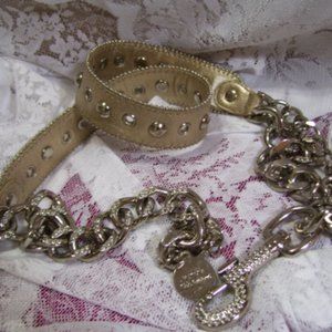 Kathy Van Zeeland Gold Silver Vegan Belt Chain, OS